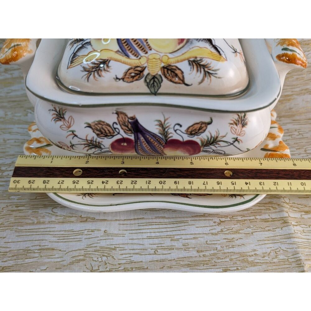 Italian Ceramic Tureen, platter, ladle, lid (4 pc) handpainted Vintage (chip) - Picture 10 of 10